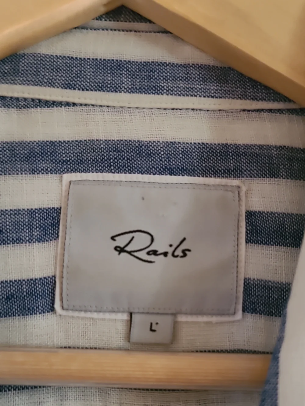 Rails Charli Striped Button-Up Shirt in Blue White Linen Blend Semi Sheer
